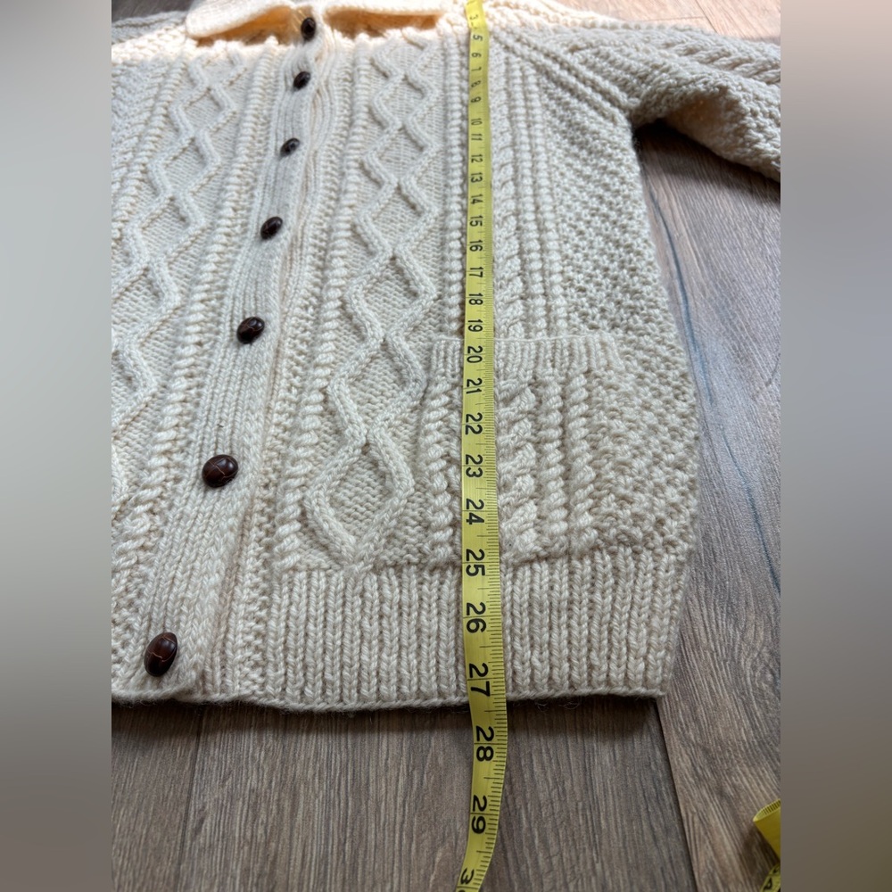 Macmillan of Scotland Cable Knit Wool Cardigan Sweater Large UK 42 Aran Unisex - Picture 8 of 16